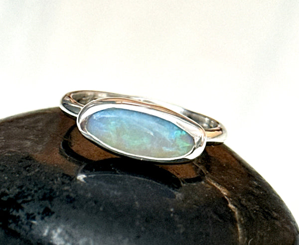 Mintabie Crystal Opal Sterling Silver Ring