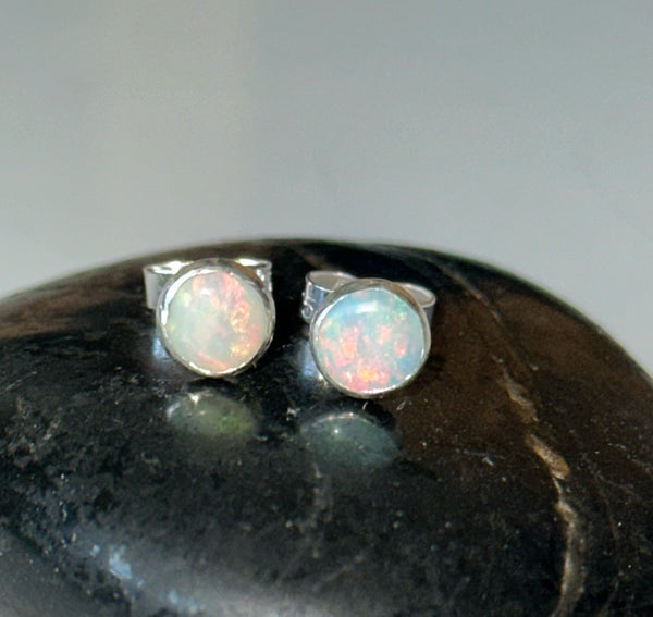 Coober Pedy Opal Sterling Silver Stud Earrings