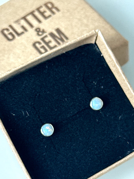 Coober Pedy Opal Silver Stud Earrings