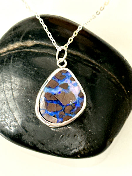 Boulder Opal Sterling Silver Pendant Necklace