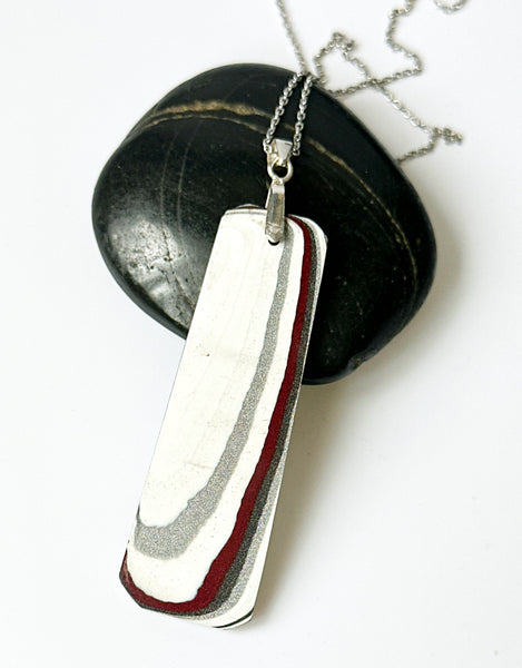 Fordite Sterling Silver Pendant Necklace