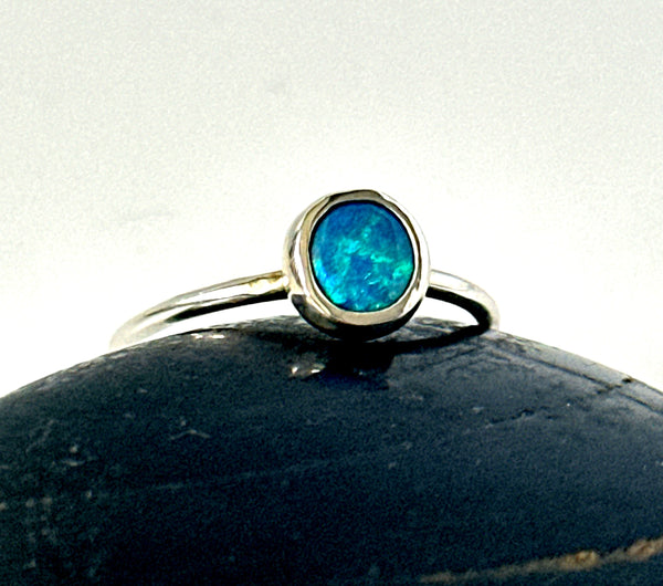 Lightning Ridge Opal Sterling Silver Ring