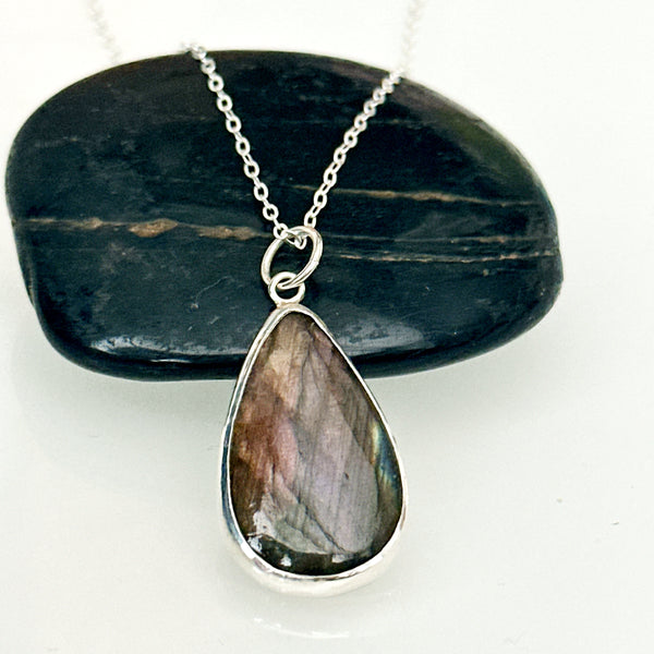 Labradorite Sterling Silver Pendant Necklace
