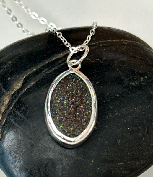 Boulder Opal Fairy Matrix Sterling Silver Pendant Necklace