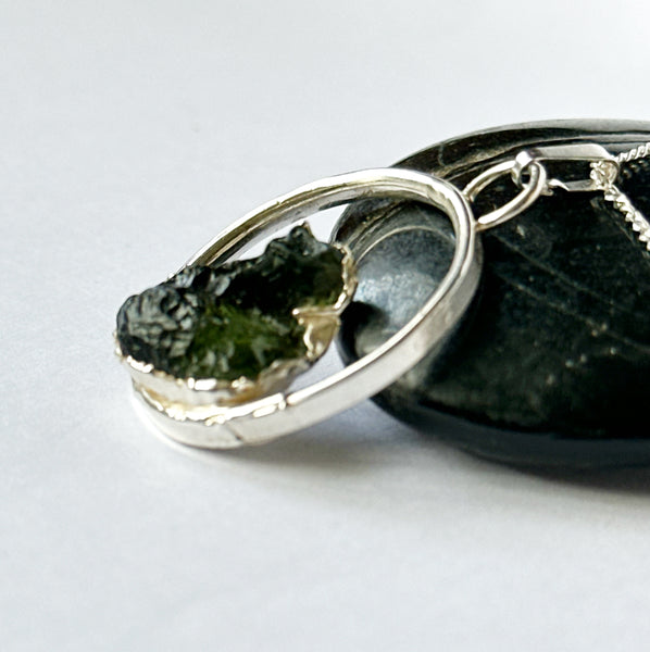 Moldavite Silver Pendant Necklace