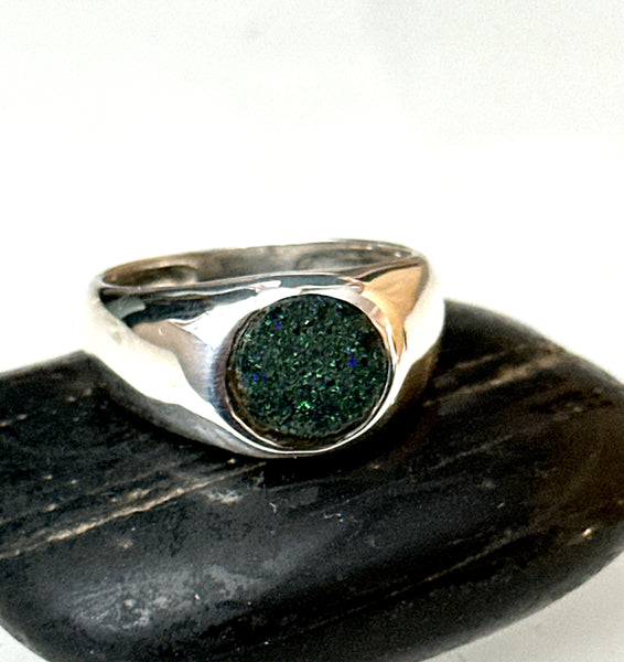 Andamooka Matrix Opal Sterling Silver Signet Ring
