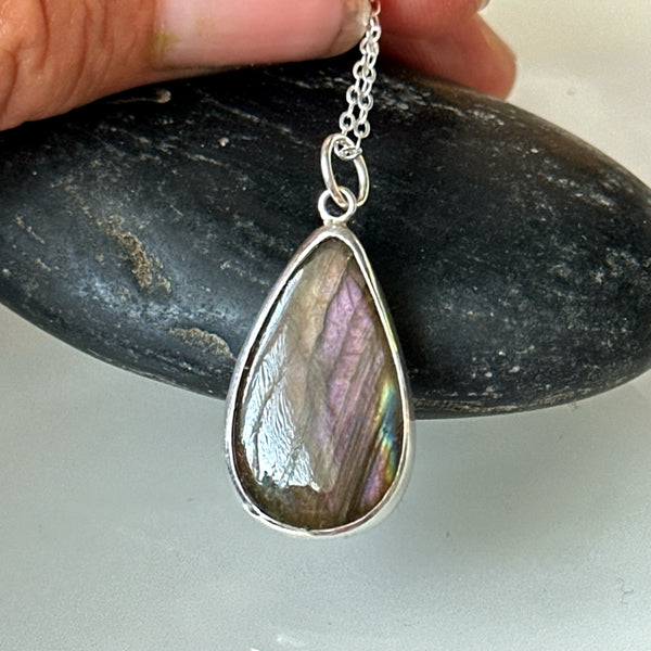 Labradorite Sterling Silver Pendant Necklace