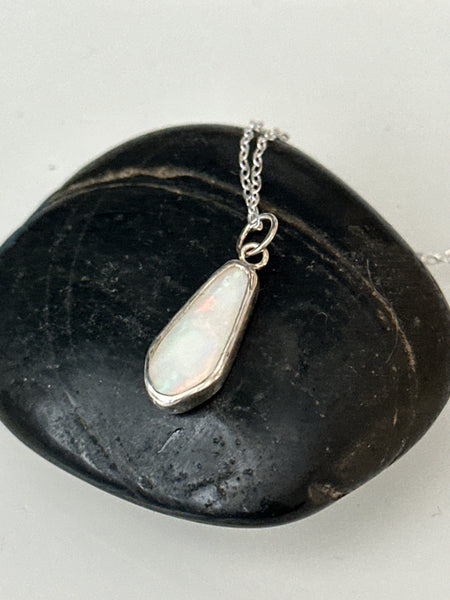 Coober Pedy Opal Sterling Silver Pendant Necklace