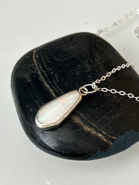 Coober Pedy Opal Sterling Silver Pendant Necklace