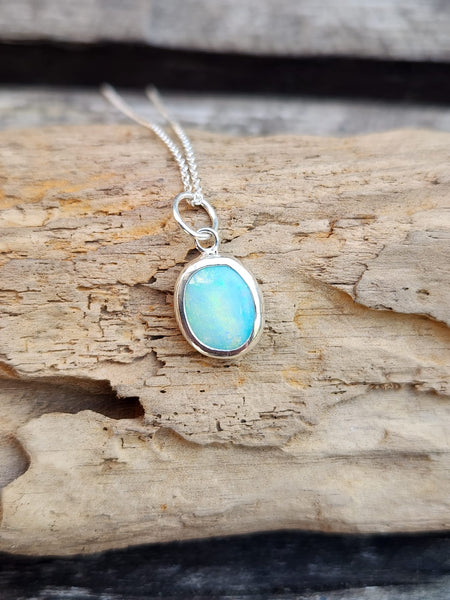 Coober Pedy Opal Sterling Silver Pendant Necklace