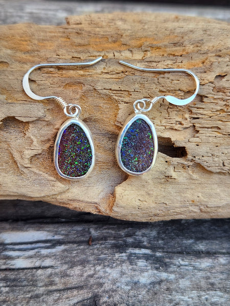 Fairy Matrix Boulder Opal Silver Earrings