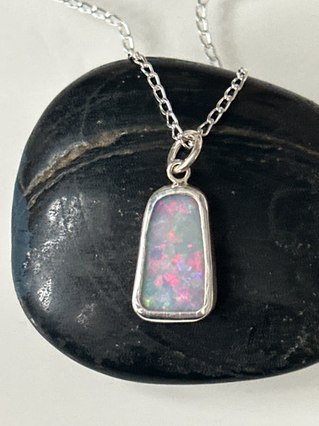Coober Pedy Opal Sterling Silver Pendant Necklace