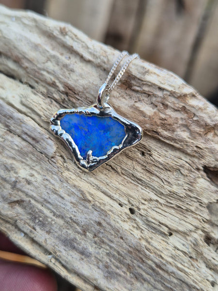 Mintabie Opal Silver Formed Pendant Necklace