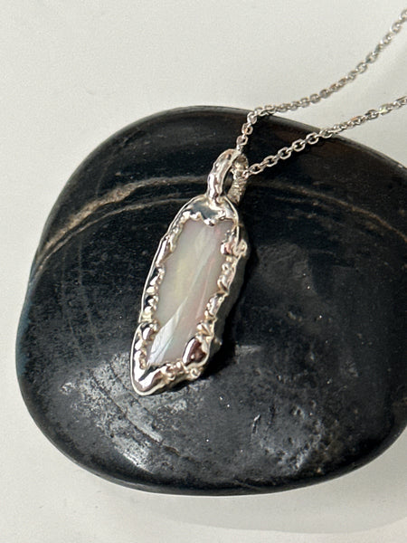 Coober Pedy Opal Silver Pendant Necklace