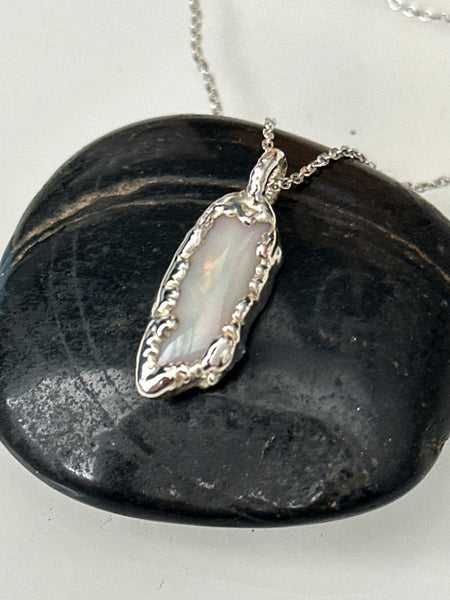 Coober Pedy Opal Silver Pendant Necklace