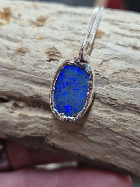 Mintabie Opal Silver Pendant Necklace