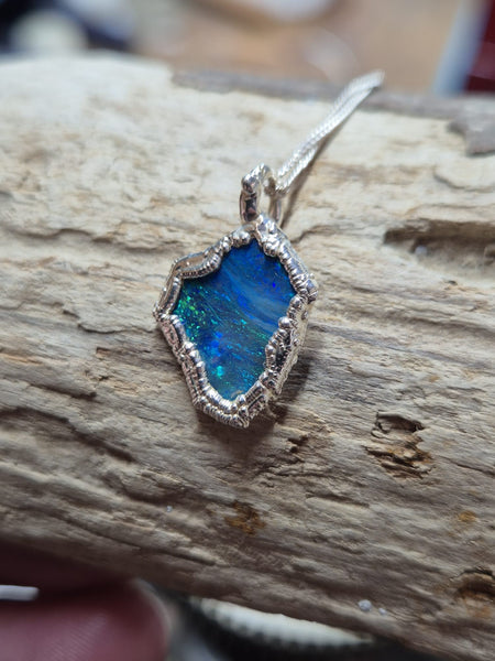 Lightning Ridge Opal Silver Pendant Necklace