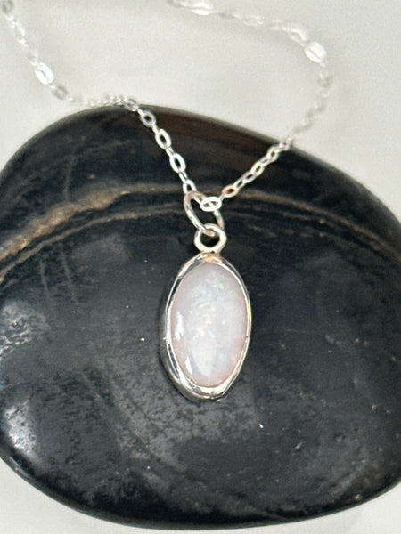 Coober Pedy Opal Sterling Silver Pendant Necklace