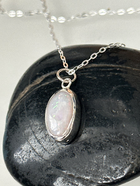 Coober Pedy Opal Sterling Silver Pendant Necklace