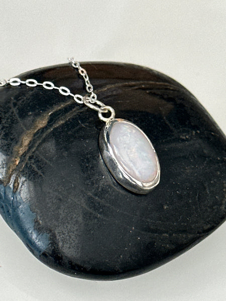 Coober Pedy Opal Sterling Silver Pendant Necklace
