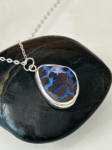 Boulder Opal Sterling Silver Pendant Necklace
