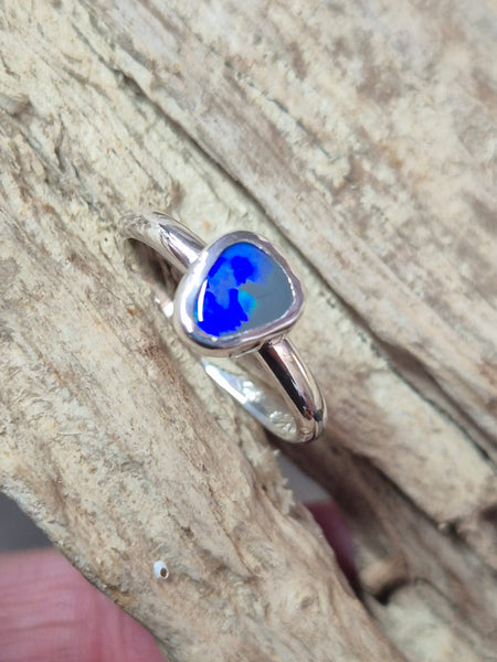 Lightning Ridge Black Opal Sterling Silver Ring