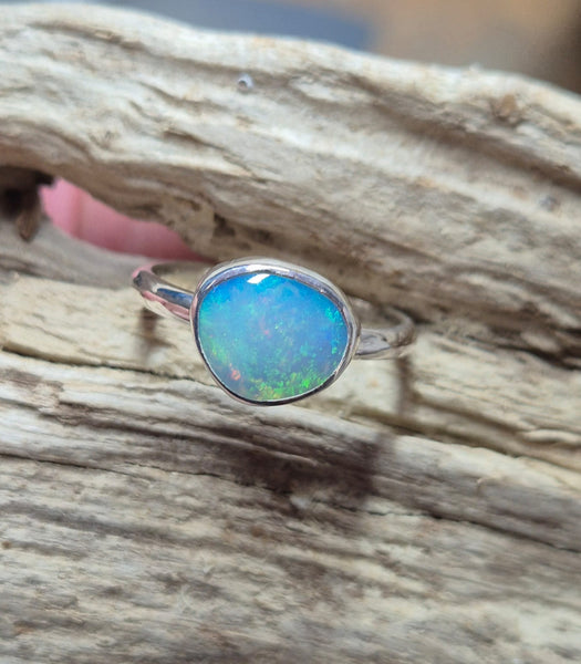 Mintabie Opal Sterling Silver Ring