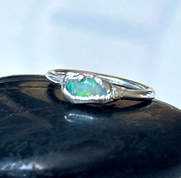 Coober Pedy Opal Silver Formed Ring