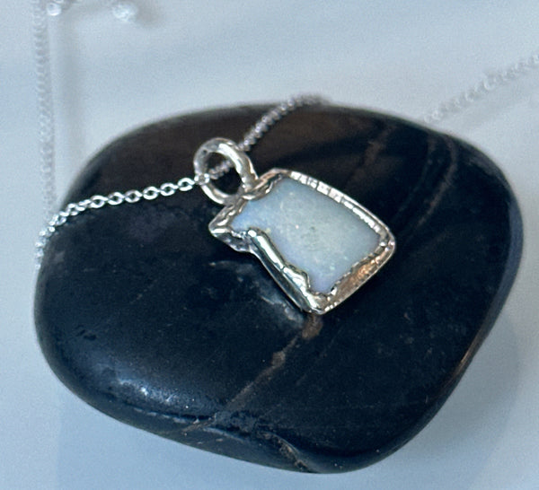 Coober Pedy Opal Pendant Silver Formed Necklace