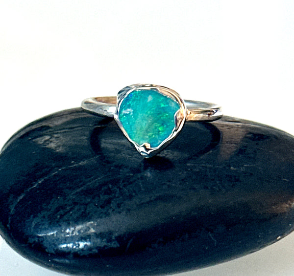 Lightning Ridge Opal Silver Ring