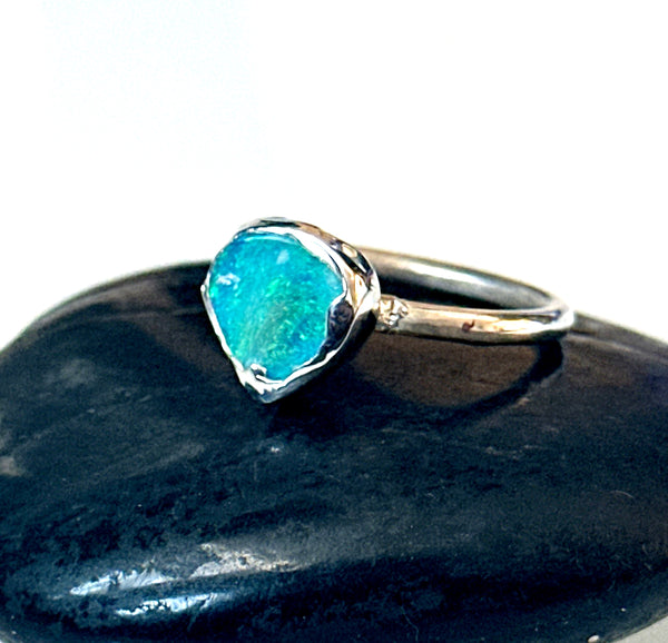 Lightning Ridge Opal Silver Ring
