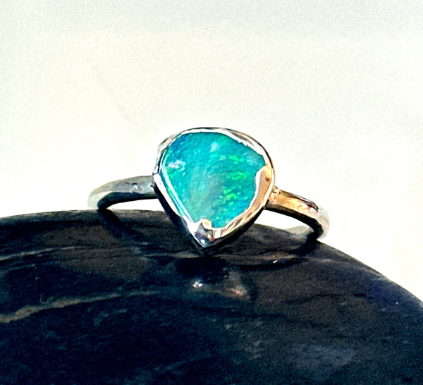 Lightning Ridge Opal Silver Ring