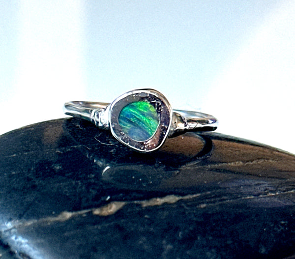 Lightning Ridge Opal Silver Ring