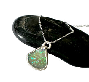 Opal Silver Pendant Necklace