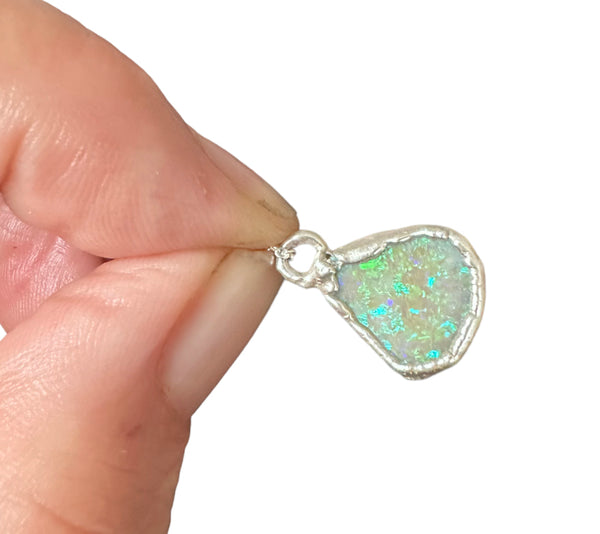 Opal Silver Pendant Necklace