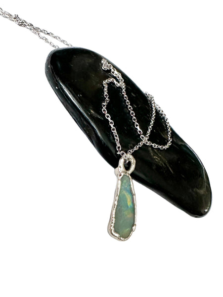 Lightning Ridge Opal Silver Pendant Necklace