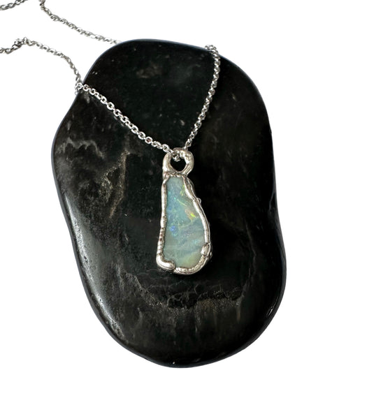 Lightning Ridge Opal Silver Pendant Necklace