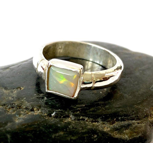 Lightning Ridge Opal Sterling Silver Ring - Glitter and Gem Jewellery