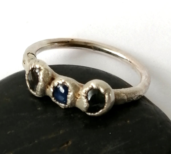 Natural Sapphire Copper and Silver Ring - Glitter and Gem Jewellery