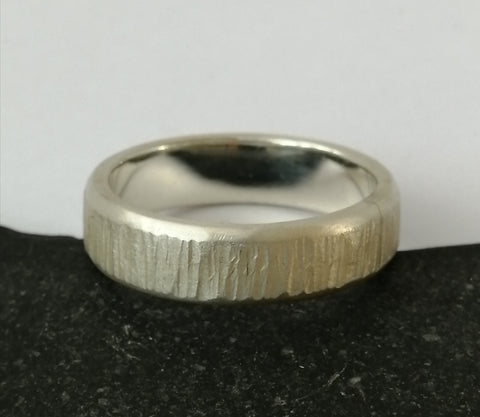 Textured Sterling Silver Unisex Ring Band - Glitter and Gem Jewellery