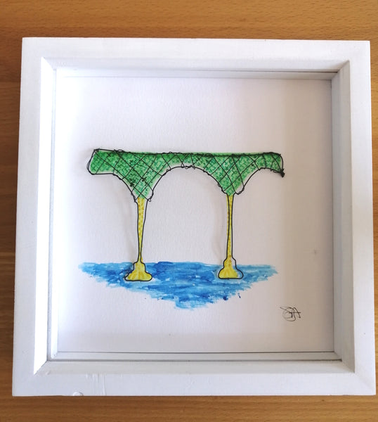 Madeira Terraces, Brighton Wire Sculpture and Watercolour framed art. - Glitter and Gem Jewellery