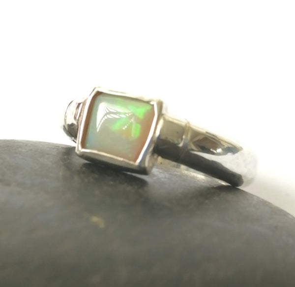 Lightning Ridge Opal Sterling Silver Ring - Glitter and Gem Jewellery