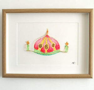 Brighton Pavilion original wire sculpture and watercolours framed art - Glitter and Gem Jewellery