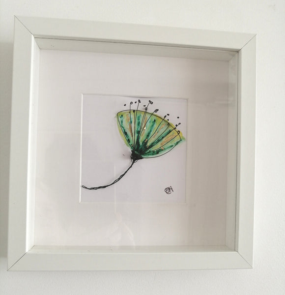 Poppy Seed original watercolour & wire sculpture framed art - Glitter and Gem Jewellery