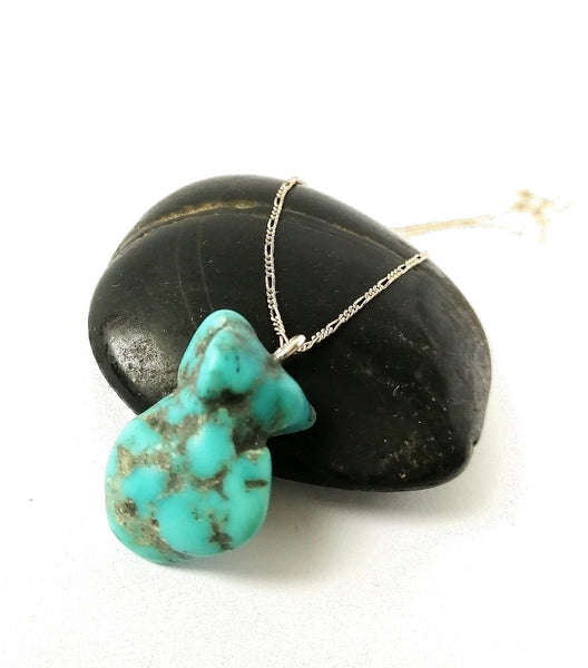 Turquoise Nugget Sterling Silver Necklace - Glitter and Gem Jewellery