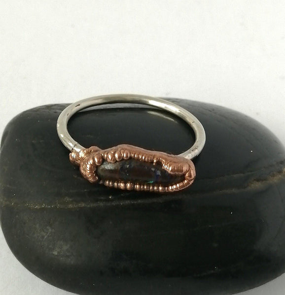 Boulder Opal Copper & Silver Ring - Glitter and Gem Jewellery