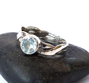 Topaz Sterling Silver Twisted Silver Ring - Glitter and Gem Jewellery