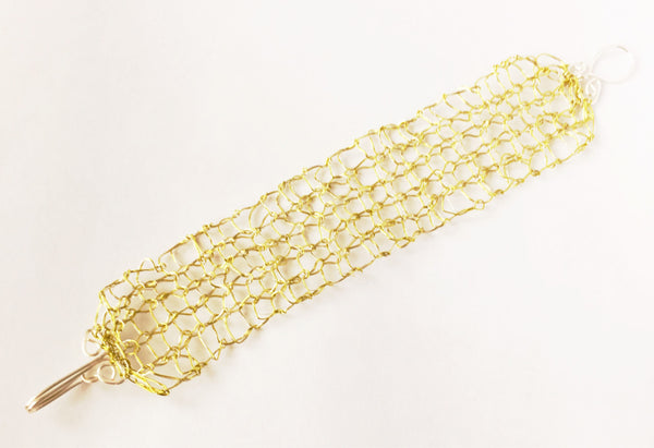 Hand Woven Champagne Toned Wire Bracelet - Glitter and Gem Jewellery