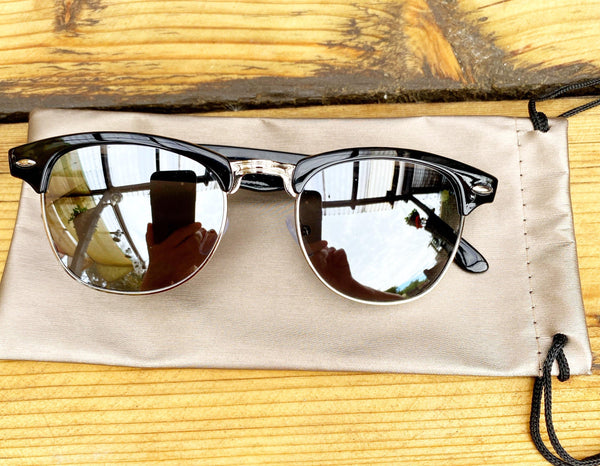 Black and silver mirrored sunglasses - Glitter and Gem Jewellery