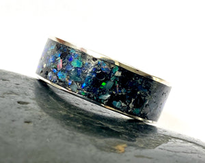 Opal Sterling Silver Inlay Ring - Glitter and Gem Jewellery